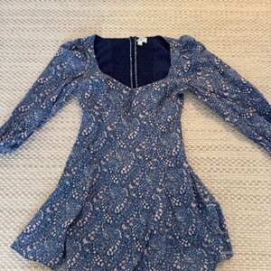 JCrew x Liberty Fabric -Sweetheart long-sleeve mini dress in Liberty® Bourton Bl